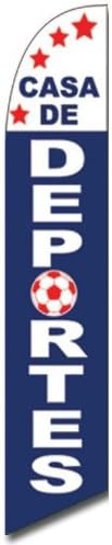 Windless Full Sleeve Swooper Flag w/ Pole &amp; Spike CASA DE DEPORTES Blue White Soccer