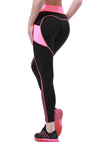 OVESPORT Women High Waist Ankle Length Workout Skinny Active Yoga Sports Leggings(2060Pink,L) - Thumbnail 4