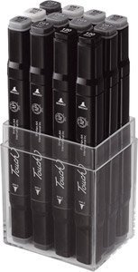touch twin markers ,Warm-Grey,12 Colors Markers In Plastic Box