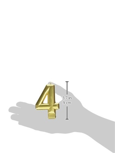 amscan Birthday Celebration, Numeral #4 Metallic Candle, Party Supplies, Gold, 3 1/4