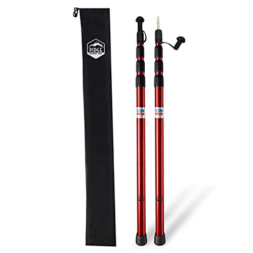 Ridge Outdoor Gear Adjustable Telescoping Tarp Tent Poles 2.75ft to 8ft XL Rod, Extending Portable Collapsible for Camper Awning Tarpaulin Camping (2 Poles - Red, 250.00)