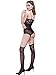 3 Pieces Black Fishnet Dresses Mesh Lingerie Fishnet Hollow Fishnet Sleepwear for Women Favor (Color Set 4)