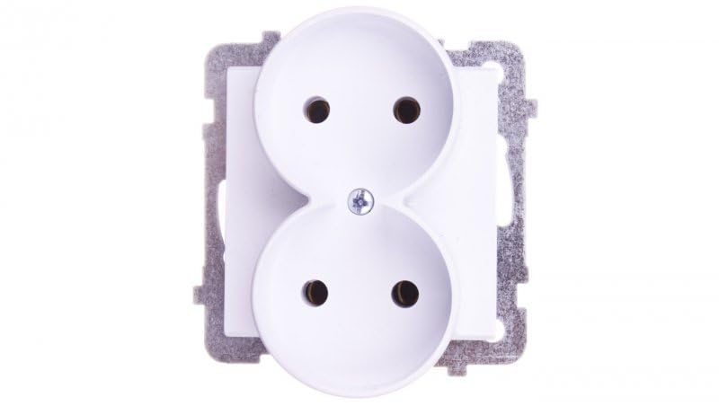 Ospel GP-2RR/m/00 Socket White - Sockets (White, IP20, 16 A, 71 mm, 48 mm, 71 mm)