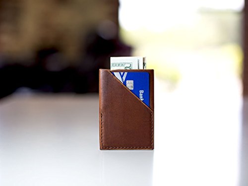 Brown card holder made with horween dublin leather