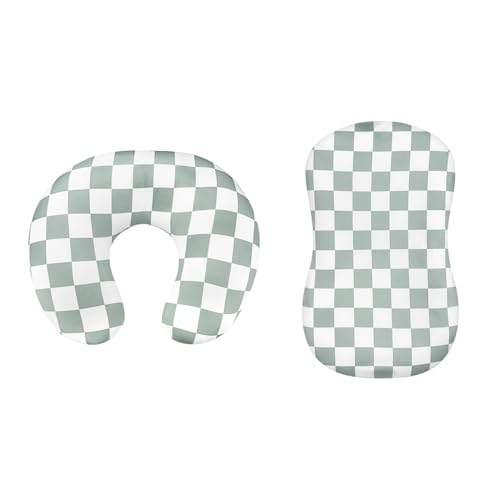 Nursing Pillow Cover and Baby Lounger Cover, Soft Comfortable Cover for Girls Boys, Green Checkerboard, Lounger not Included