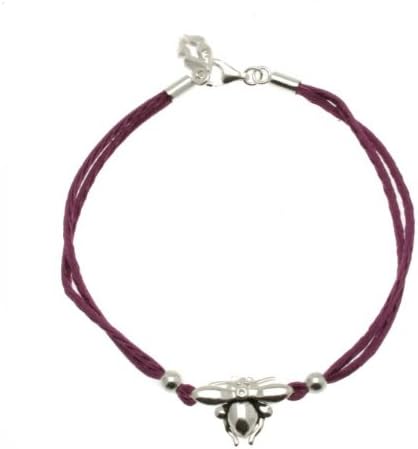 Kissika Purple Silk Cord And Sterling Silver Bee Friendship Bracelet