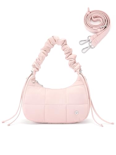 WESTBRONCO Small Puffer Crossbody Bags for Women, Quilted Crescent Shoulder Bag Nylon Daily Purse, Womens Puffy Handbags