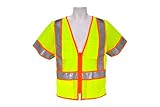 3A Safety SME-C3201-M ANSI Class 3 High Visibility Zipper Front Mesh Vest with Sleeves and Pockets, Lime, Medium