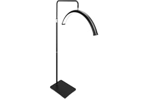 MINIEAR Eyelash Lamp - Dimmable LED Floor Lamp Lash Light for Eyelash Extensions, Salon SPA, Esthetician, Tattoo Artists - Rotating Half-Moon Head, Shadowless Lighting, Adjustable Brightness (Classic Black)