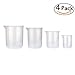 ULTNICE Plastic Beaker Measuring Cup Labs Plastic Graduated Beakers 50ml 150ml 250ml 500ml -Pack of 4