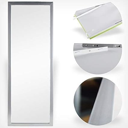 DRULINE Türspiegel Tür Spiegel Hängespiegel Rahmenspiegel 35x95cm schwarz weiss (grau)