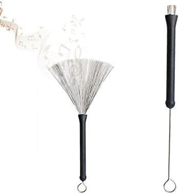 byou Drum Brushes,Drum Sticks Brush Retractable Wire Percussion Brushes with Comfortable Rubber Handles and Storage Bag for Jazz Folk Music 1 Pair - Image 4