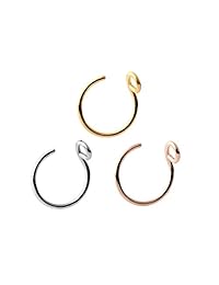 Aretes de acero falsos con pinza, perforaciones para nariz, unisex, calibre 20, de 8 mm (3 unidades)