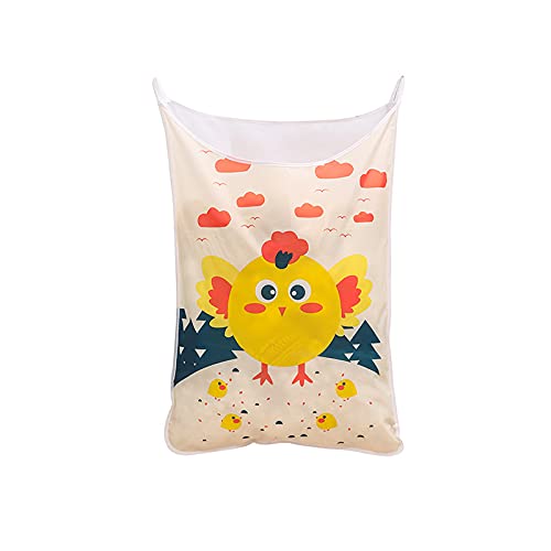Lovely Chicken Hanging Laundry Hamper Bag Laundry Basket Collapsible Space Saving Wall with Stainless Steel Hooks Dirty Clothes Bag Nursery Hamper Cute Cartoon Clothes Bag for College Closet Door