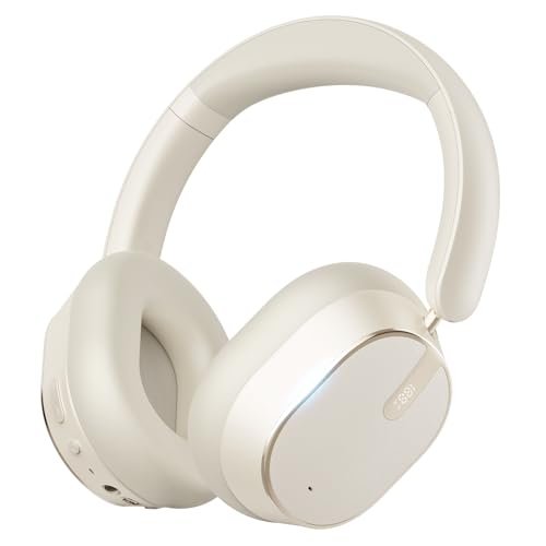 MMWOWARTS Hybrid Active Noise Cancelling Bluetooth Headphones,Bluetooth 6.0 Over Ear Wireless Headphones with 60H Playtime, Hi-Res Audio, Deep Bass, Memory Foam Ear Cups for Home Office Travel White