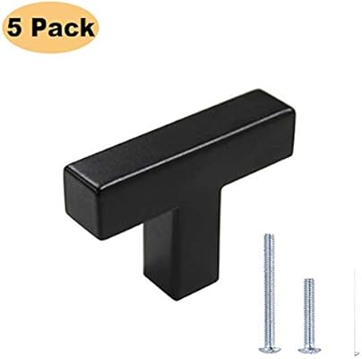 5 Pack Black Cabinet Handles Knobs Kitchen Cabinet Hardware T Bar Drawer Pulls