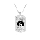 Myhouse“to My Son”Silver Color Pendant Stamped Necklace Military Chain for Boys Pets Adults