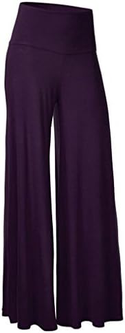 SEUEYD Women's Comfy Chic Palazzo Lounge Pant Wide flare Leg Stretchy Pants Purple L