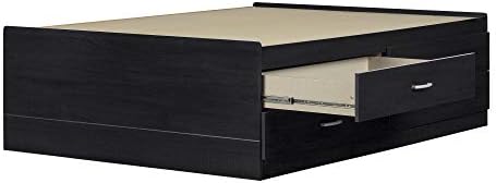 Amazon Com South Shore Cosmos Captain Bed With 4 Drawers Full 54 Inch Black Onyx Furniture Decor