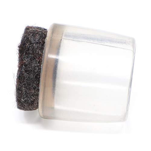 Adsamm / 16 x Leg tips with felt for round tubes | ø for round tubes 0.51-0.55  (13-14 mm) | trasparente | round | outer caps with felt for tubular steel chairs
