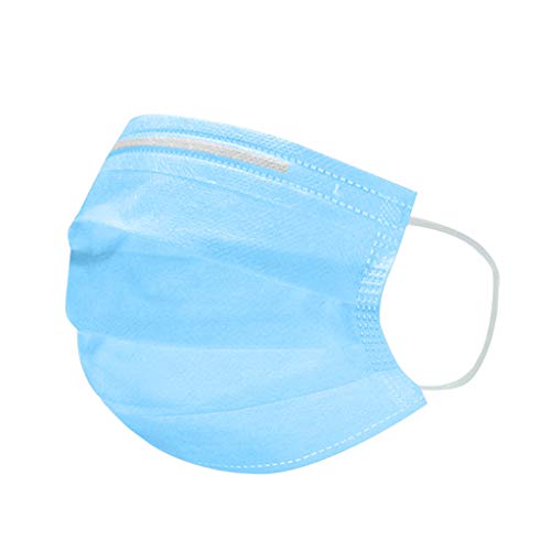 50PCS Disposable Mask Anti Pollution Mask Unisex Protection Fabric Dust Mouth Mask with Pink White and Blue Three-color Three-Layer Non-woven Non-independent Packaging Safety Face Masks (Blue, 50PCS)