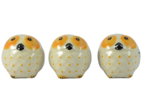 Figurine Ceramic Animal Triple sphere OWL Miniature Porcelain Home Decor