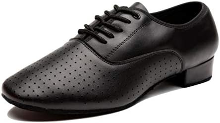 NLeahershoeBreathable Lace-up Dancing Leather Latin Shoes for Men Salsa, Tango,Ballroom,Viennese Waltz