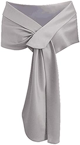 LHY Costumes Satin Shawl Wrap For Evening Party (Silver)