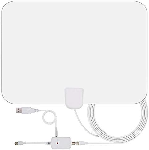 Upgraded 2019 HDTV Antenna, 110 Mile Range Digital Amplified Indoor TV Antenna, 4K 1080P UHF VHF Freeview HDTV Channels with Amplifier Signal Booster - 16.5 Feet Coax Cable/USB Power Adapter