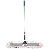 JINCLEAN™ 24" Industrial Class Cotton Floor Mop | Dry to Attract dirt, dust Or Hardwood Floor Clean, Office, Garage Care, Telescopic Pole Height Max 59" (24" x 11" Cleaning Path Industrial Mop)