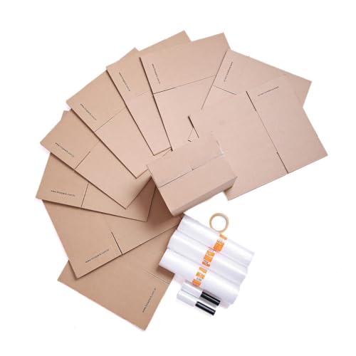 Kit Mudança Completo com Caixa de Papelão Reforçada, Fita Adesiva Larga, Filme Stretch e Plástico Bolha – Embalagem para Transporte, Organização e Proteção de Móveis e Objetos