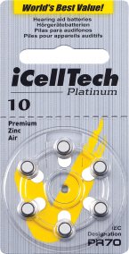 iCelltech Size 10 Hearing Aid Batteries (6 Batteries)