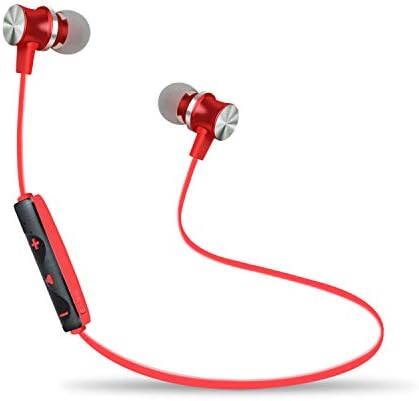Active Noise Cancelling Bluetooth Earphones with Microphone, BYZ1 Bluetooth V4.2 Wireless Headphones in Ear Earbuds Deep Bass HiFi Stereo Sound, 8 Hrs Playtime for Travel, Work (Red)