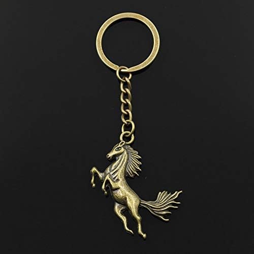 Key Chains - Fashion 30mm Key Ring Metal Key Chain Keychain Jewelry Antique Silver Plated Running Horse 5132mm Pendant - by ptk12-1 PCs