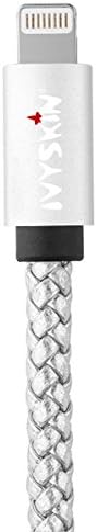 REEL iPhone/iPad Lightning to USB  Braided, Retro-Style Leather Cable, Hyper, Silver