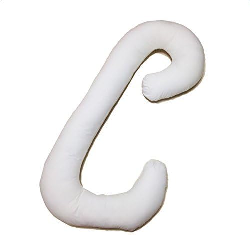 Cotone Solid Color C-shaped Pregnancy Pillows Full Body Maternity Pillow for Side Sleeping with Removable Washable Pillow Cover 55.1X26.4X6.7 Inch White