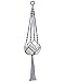 Mkono Colorful Macrame Plant Hanger Indoor Outdoor Hanging Planter Basket Cotton Rope 4 Legs 40 Inch--Gray