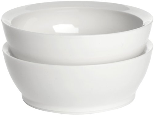 CaliBowl Non-Spill 12-Ounce Low Profile Bowl with Non-Slip Base, Set of 2, White