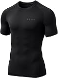 TSLA TM-MUB03-KLB_Large Men's Short Sleeve T-Shirt Cool Dry Compression Baselayer MUB03