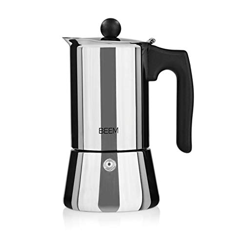 BEEM ESPRESSOMAKER Espressokocher - 4 Tassen | Herdkocher | Induktion | Edelstahl | Espresso - Kanne | Mokkakanne…