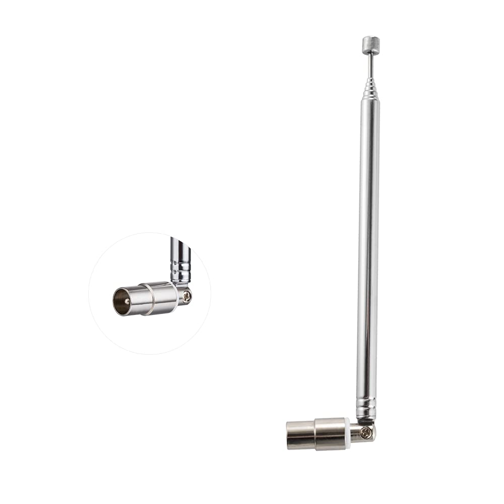 Vecys TV Male Plug Connector Telescopic Antenna 7 Sections PAL Telescopic Antenna 715cm for DVB-T DVB-T2 TV FM AM Stereo Reception