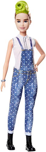 Barbie Fashionistas Puppe im Latzhosenoutfit mit grüner Haarsträhne