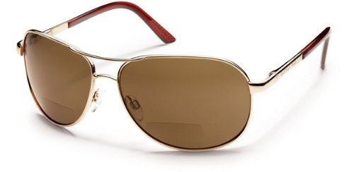 Suncloud Aviator +1.50 Polarized Reader Sunglasses, Gold Frame, Brown Polycarbonate Lenses