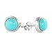 ZENGORI 1 Pair 7MM 925 Sterling Silver Round Natural Turquoise Stud Earrings for Women SS186