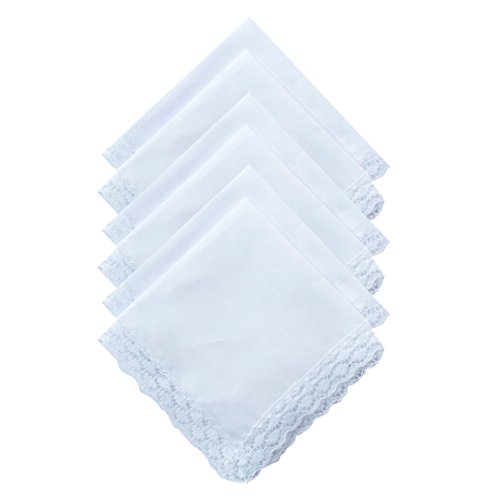 New White Lace Wedding 100% Cotton Handkerchiefs
