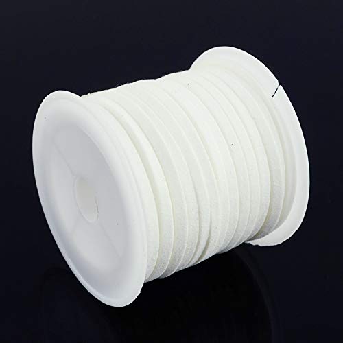 1 Roll of Faux Suede Cord 5 m Long, 4 mm and 5 mm Wide, for DIY Jewellery Making, Microfibre Flat Tip Craft Cordage for Bracelet, Necklace, Bead Cord (White, 5 mm)