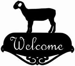 SHEEP LAMB WELCOME SIGN Silhouette Plaque Metal Steel Black Hammered Paint USA made Home Decor