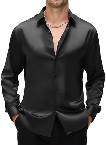 black sateen dress shirt Tailored Fit Black Sateen Cotton Shirt