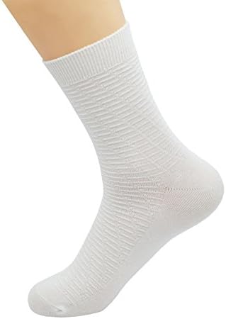 Mens Casual Cotton Socks Ribbed Classic Socks 3 pairs F712 (White -1 pairs)