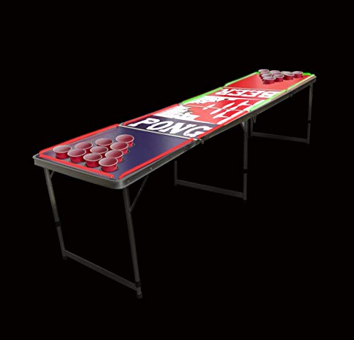 LED Lights Beer Pong Table with Holes for Cups 8' Aluminum Portable Adjustable Folding Indoor Outdoor Tailgate Drinking Party Game Squad Sink IT Drink IT 15